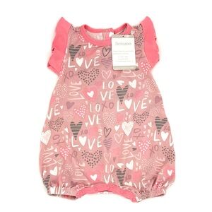 NWT Bestaroo Valentine’s Day Love Flutter Sleeve Bubble Romper In Pink 0-3M